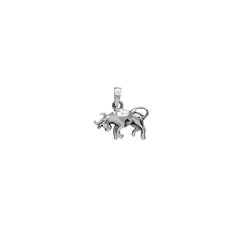 Antique Finish Bull Taurus Zodiac Pendant (Silver)