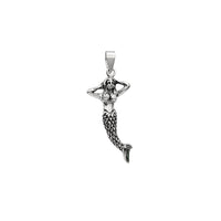 3-D Antique Finish Motion Mermaid Pendant (Silver)
