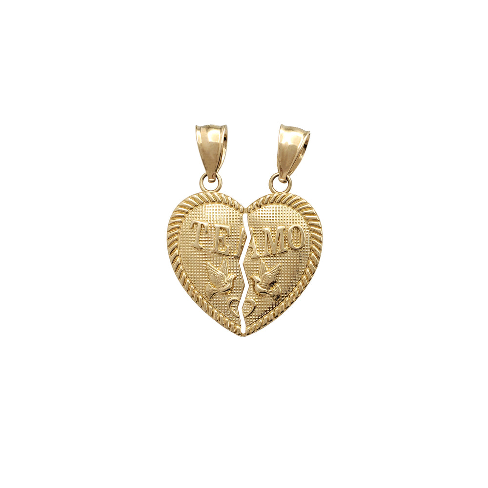Textured Heart "Te Amo" Partable Pendant (14K)