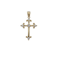 Zirconia Fleur de Lis Cross Pendant (14K)