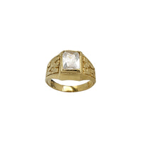 Zirconia Emerald-Shape Nugget Textured Men's Ring (14K)