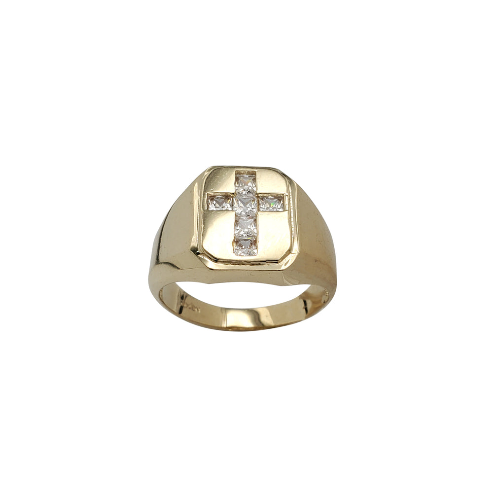 Zirconia Cross Men's Ring (14K)