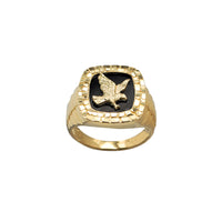 Black Onyx Eagle Nugget Textured Men's Ring (14K)