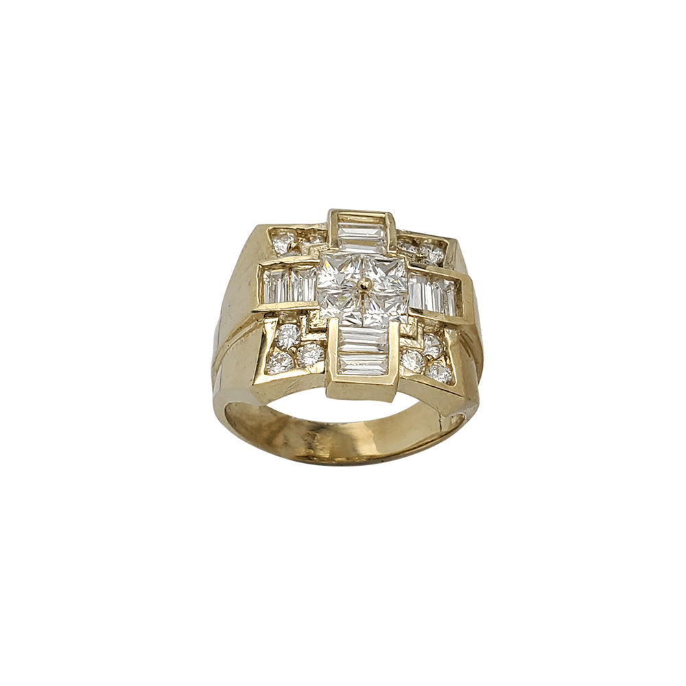 Iced-Out Baguettes & Round Men's Ring (14K)