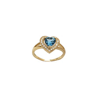Zaručnički prsten sa plavim srcem od cirkonija (14K)
