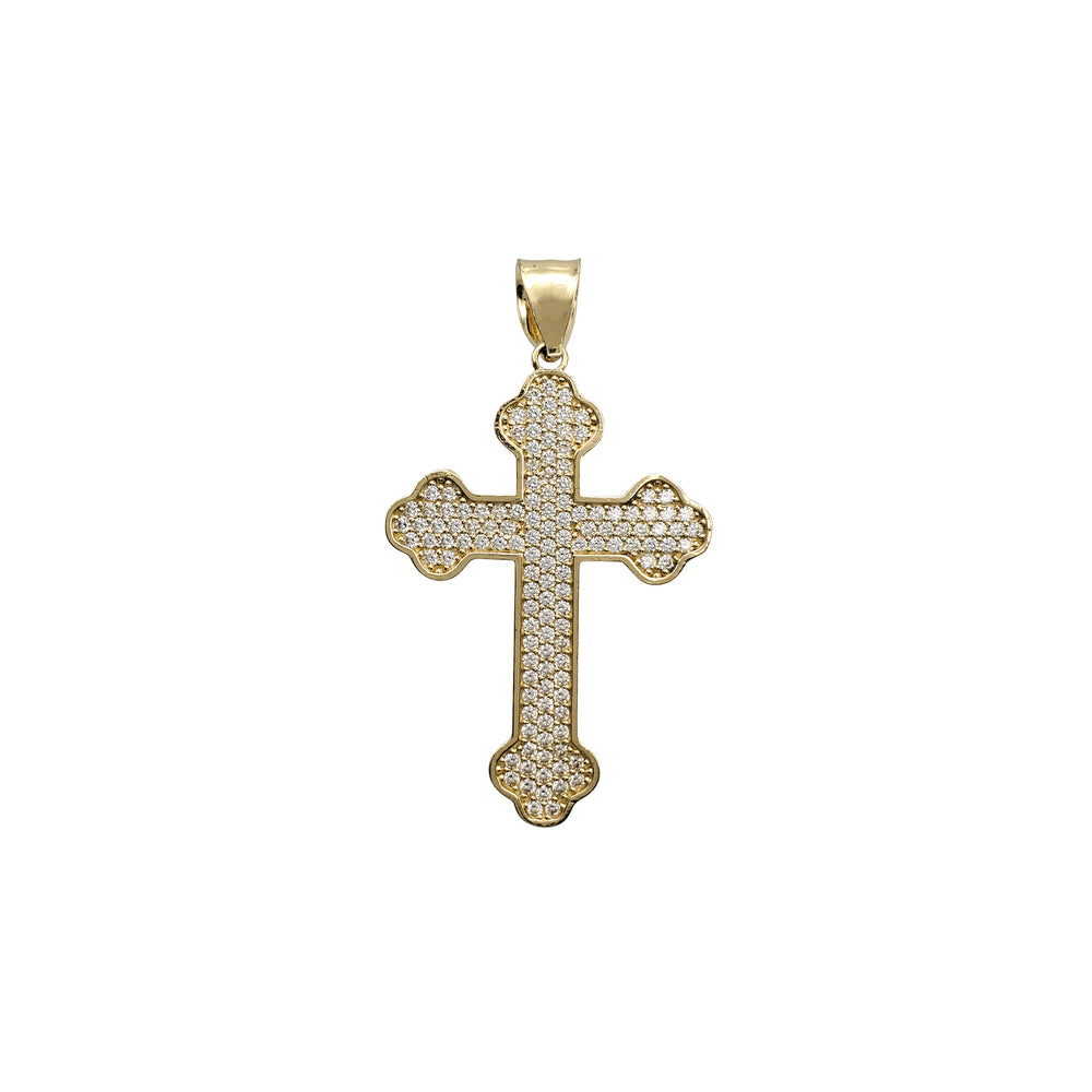 Iced-Out Budded Cross Pendant (14K)