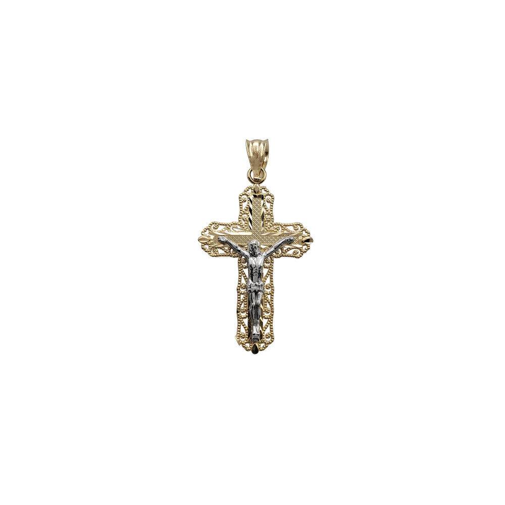 Milgrain Filigree Crucifix Cross Pendant (14K)