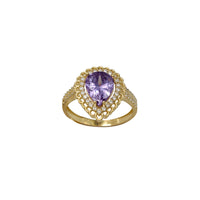 Zirconia Pave Purple Teardrop Engagement Lady Ring (10K)