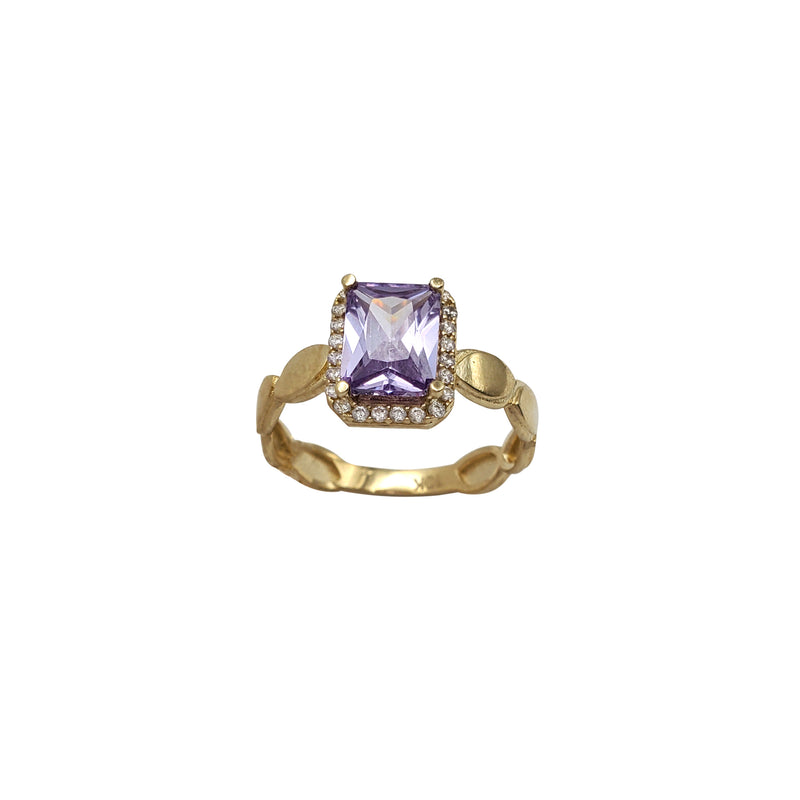 Zirconia Pave Purple Radiant Engagement Lady Ring (10K)