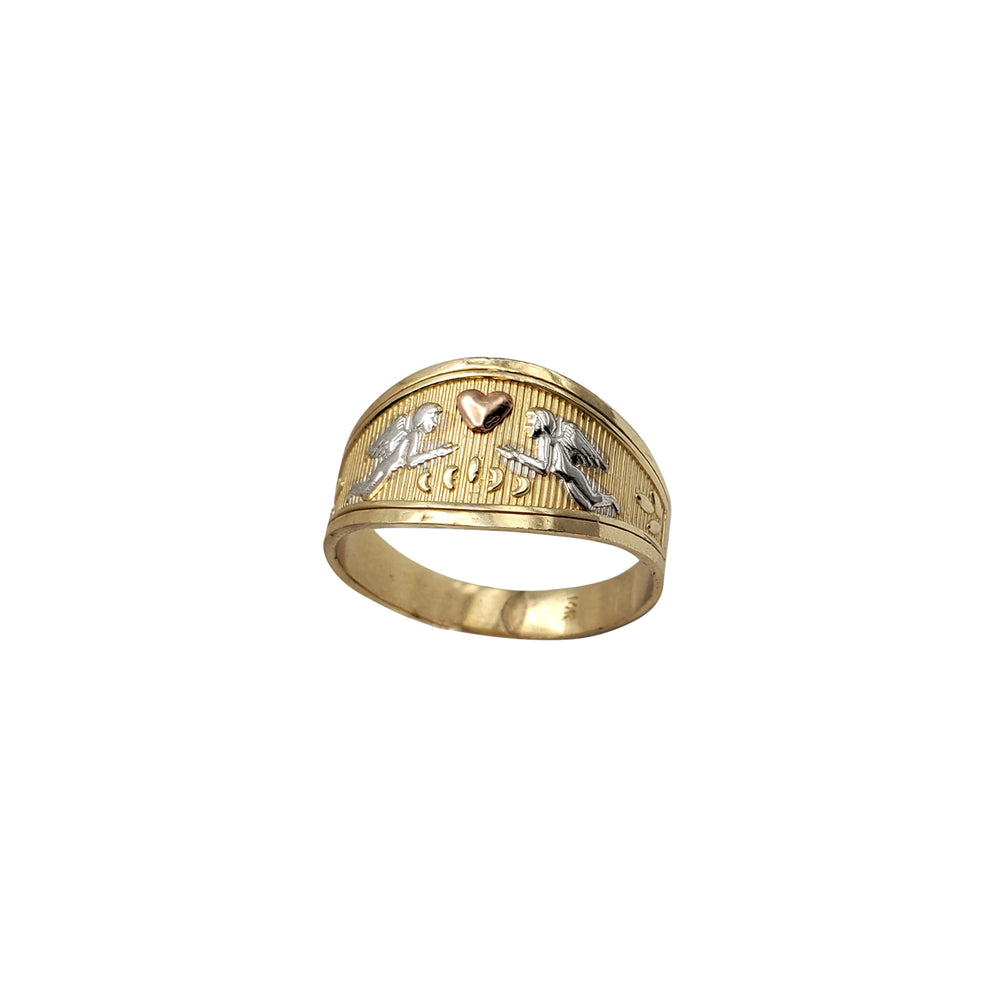 Tri-Color Angels & Heart Ring (14K)