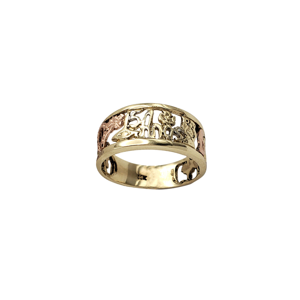 Tric-olor Seven Lucky Charms Ring (14K)