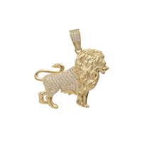 Zirconia Body Textured Mane Lion Pendant (14K)