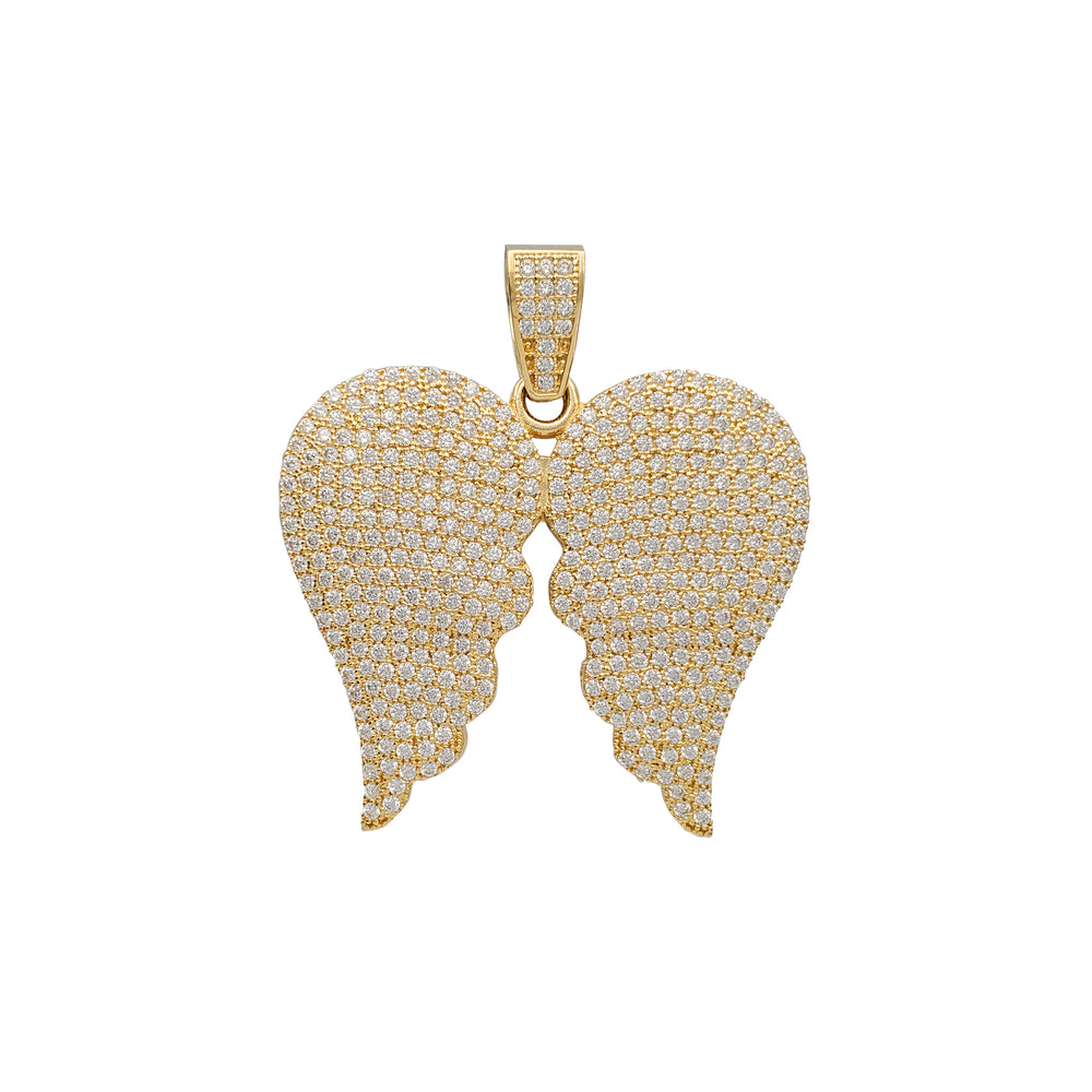 Bejeweled Zirconia Angel Wings Pendant (14K)