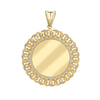 Diamond Cuban-Frame Round Picture Medallion Pendant (14K)