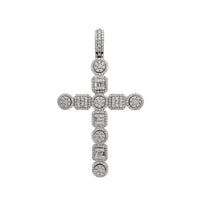 Diamond Round & Square Pattern Cross Pendant (10K)