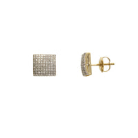 Diamond Iced-Out Convex Square Stud Earrings (10K)