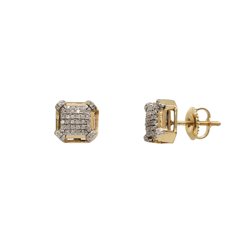 Diamond Iced-Out Square Stud Earrings (10K)