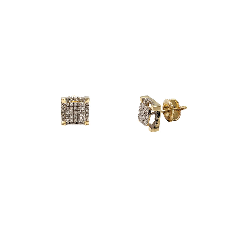 Diamond Iced-Out Concave Halo Square Stud Earrings (10K)