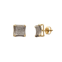 Diamond Iced-Out Concave Square Stud Earrings (10K)