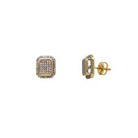 Diamond Iced-Out Bezel Rectangle Stud Earrings (10K)