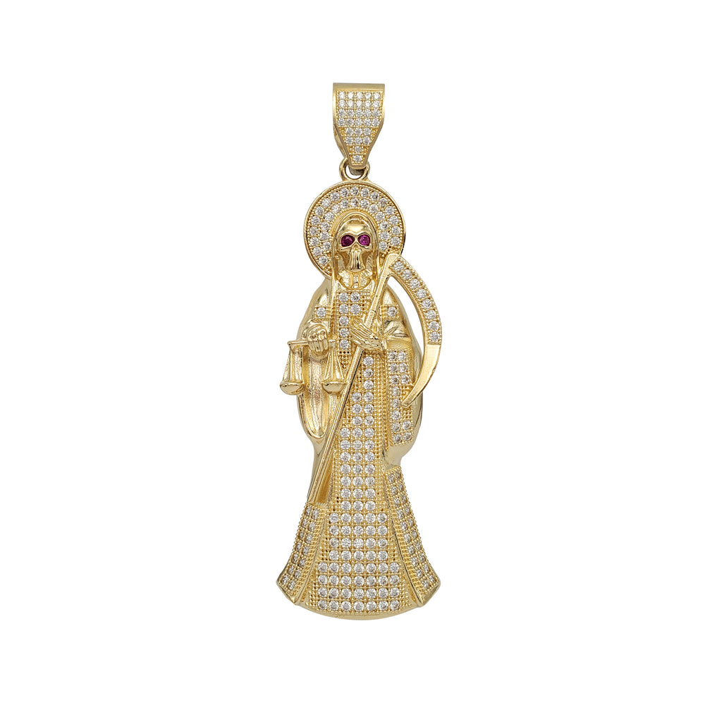 Iced-Out Santa Muerte Pendant (14K)