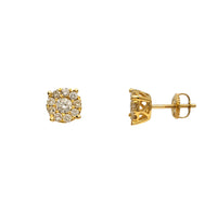 Diamond Cluster Round Stud Earrings (14K)