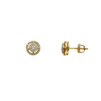 Diamond Two-Tone Halo Round Stud Earrings (14K)