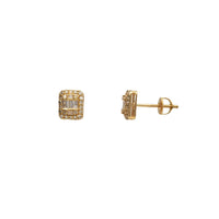 Diamond Rectangle Round & Baguette Stud Earrings (14K)