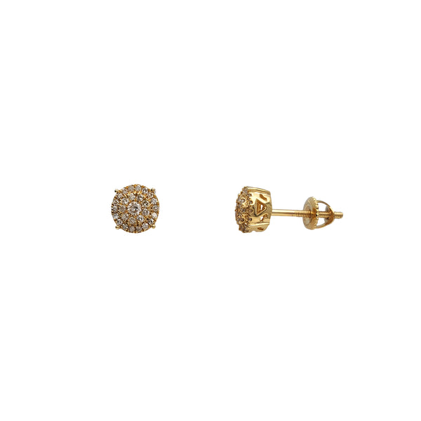 Diamond Cluster Round Stud Earrings (14K)