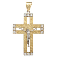 Penjoll de crucifix amb clau grega de zirconia (10K)