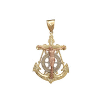 Tricolor Anchor Crucifix Pendant (10K)