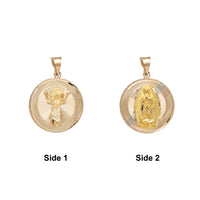 Reversible Divine Child & Virgin Mary Circle Medallion Pendant (14K)