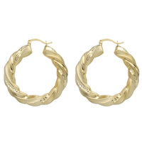 Tri-Textured Twist Hoop Earrings (10K)