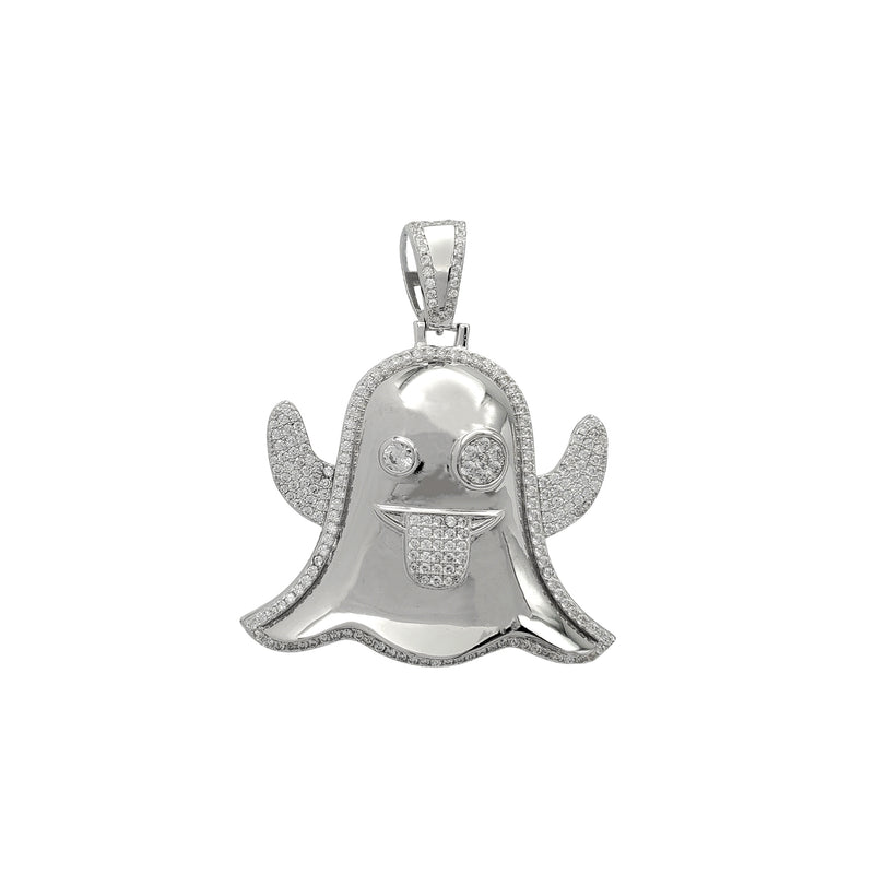 Zirconia Ghost Emoji Pendant (Silver) – Popular J
