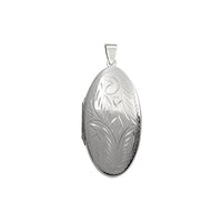 Pandantiv cu medalion oval cu textura florală (argintiu)