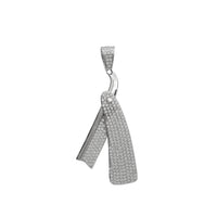 Iced-out Straight Razor Blade Pendant (Silver)