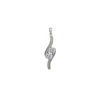 Zirconia Bypass Mount Twin Stone Pendant (Silver)