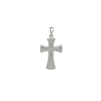 Iced-Out Milgrain Flared Cross Pendant (Silver)