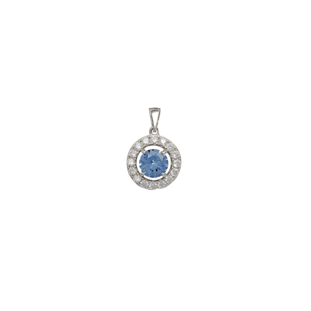 Zirconia Halo Round Pendant (Silver)