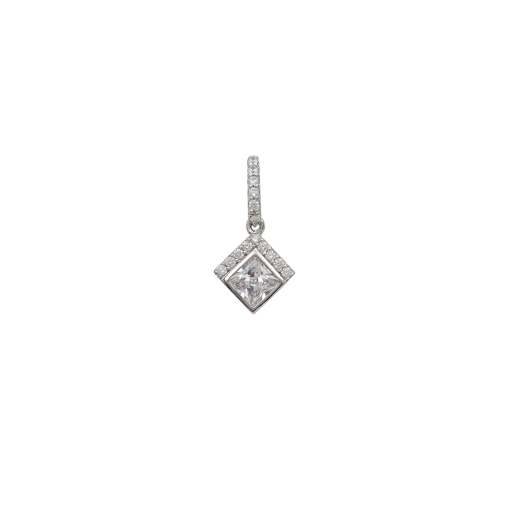 Zirconia Bezel Princess-cut Pendant (Silver)