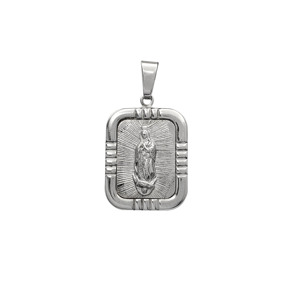 Radiant Rectangle Virgin Mary Pendant (Silver)