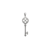 Zirkonia bloem silhouet sleutel hanger (zilver)