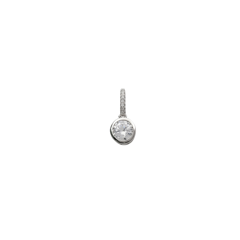 Zirconia Round Bezel Pendant (Silver)