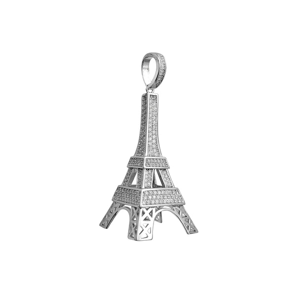 3-D Zirconia Tower Eiffel Pendant (Silver)