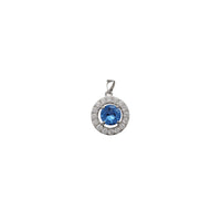 Zirconia Blue Halo Round Pendant (Silver)