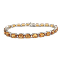 Zirconia Orange Oval Tennis Bracelet (Silver)