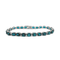 Zirconia Blue Oval Tennis Bracelet (Silver).