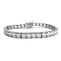Zirconia Princess-cut Tennis Bracelet (Silver)