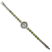 Zirconia Oval Green & White PWC Watch (Silver).