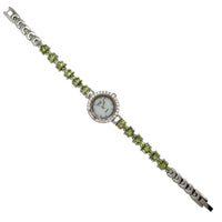 Zirconia Oval Green & White PWC Watch (Silver)